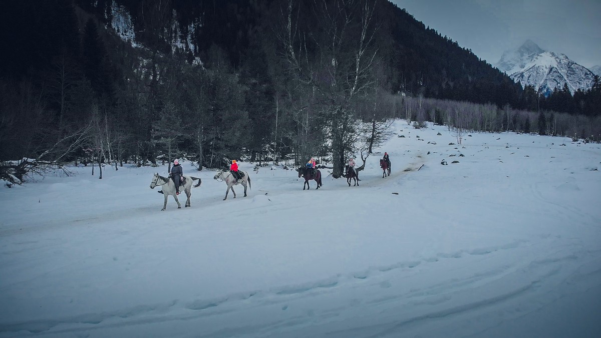 На лошадях по зимнему Архызу + трансфер на Софийскую поляну (9/10)
